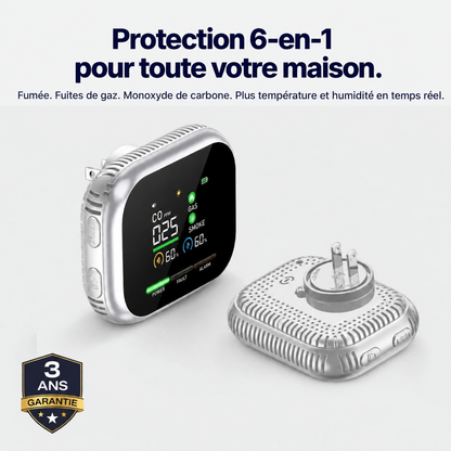 Airvéa™ - Détecteur 6-en-1 Fumée, Gaz & CO